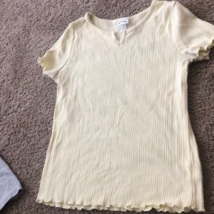 pastel yellow mini v neck shirt art class brand.